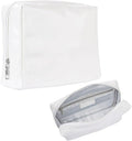 Stay Golden Insulated Waterproof Makeup Bag for Women Heat-Resistant Travel Cosmetic & Toiletry Bag | Luxurious Vegan Leather Portable Makeup Organizer (White with Silver Zipper, Medium)