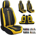 Premium Nappa Leatherette Car Seat Cover Set Custom Fit for Honda CR-V CRV 2000-2023 2024 2025 2026 Water-Proof Breathable Faux Leather Seat Cushion Protectors (Full Set 5 Seats,Black Yellow)