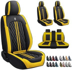 Premium Nappa Leatherette Car Seat Cover Set Custom Fit for Honda CR-V CRV 2000-2023 2024 2025 2026 Water-Proof Breathable Faux Leather Seat Cushion Protectors (Full Set 5 Seats,Black Yellow)