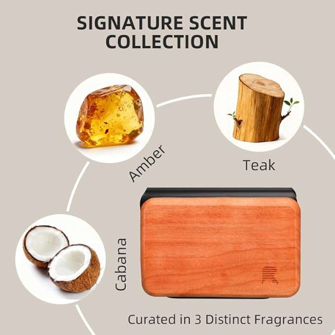 2025 Newly Car Air Freshener - Wood Boxed Car Air Freshener – Long-Lasting Fragrance for 90+ Days – Wooden Car Diffuser （Amber Vanilla Scent）
