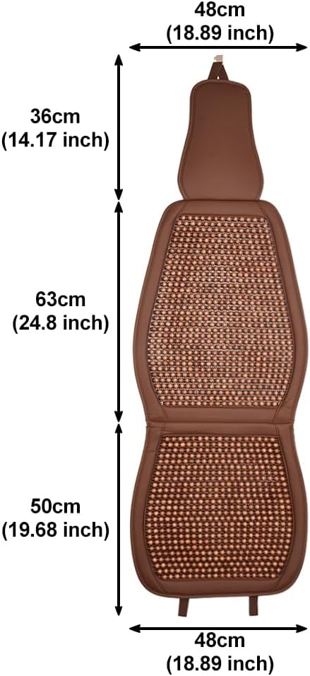JSCARLIFE Tilia Wood Beaded Car Seat Cover - Breathable Ergonomic Driver Cushion for Cars/Trucks/SUVs | Hand-Knotted Beads, Lumbar Support & Cooling Tech (Brown)