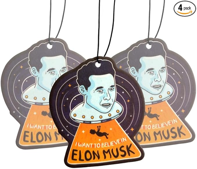 Fresh Fresheners Cute Funny and Aesthetic Car Air Fresheners 4-pack Scented With Premium Oils (Elon Musk)