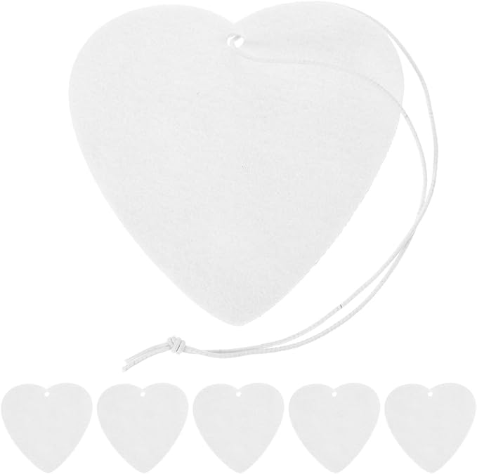 LIFKOME 50 Pcs Heart Shape Sublimation Felt Air Freshener Blanks with Elastic Straps for Diy Car Vent and Home Decoration 3.54 Inch