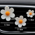 6 Pcs Daisy Flower Air Vent Clips Flower Car Air Freshener Clips Charms Air Conditioning Outlet Clip Car Inter Decor Accessories White