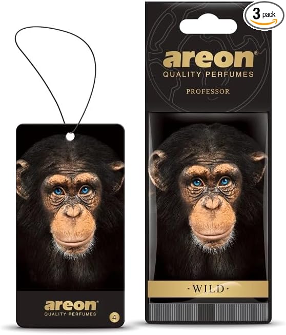 AREON WILD - Hanging Custom Cute Funny Car Air Freshener for Home & Office - Premium Cologne Perfume with Natural Fragrances - Long Lasting, Fresh, Luxurious Scent - Stylish Design - Professor