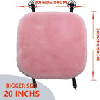 OGLAND Fluffy Genuine Australia Sheepskin Car Seat Cover for Auto Interior Accessories with Soft Fuzzy Wool Eco-Friendly Natural Fur Non-Slip (Pink, Front 20 * 20inchs)