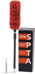 SPTA 1 Pc Soft Microfiber Extended Reach Rim Drill Wheel Brush,Microfibre Wheel Brush with 1 adddtional Drill Adapter for Electric Drill -BRFCD51