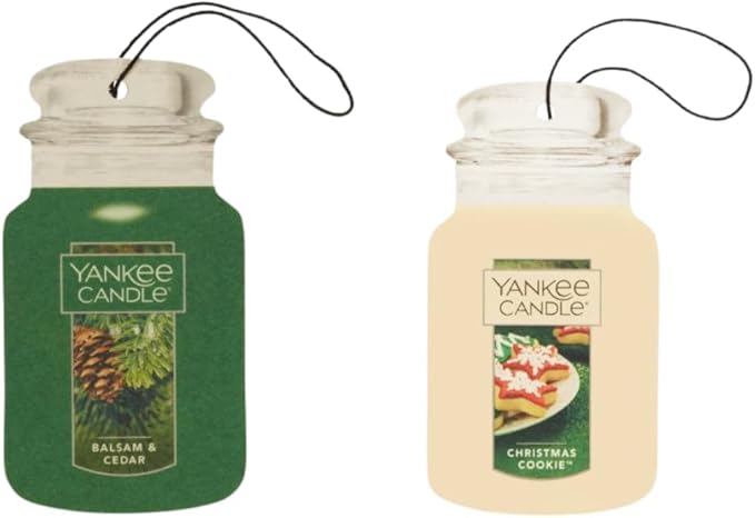 Yankee Candle Paper Car Jar, 5 Balsam & Cedar & 5 Christmas Cookie (Variety Pack)