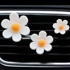 6 Pcs Daisy Flower Air Vent Clips Flower Car Air Freshener Clips Charms Air Conditioning Outlet Clip Car Inter Decor Accessories White