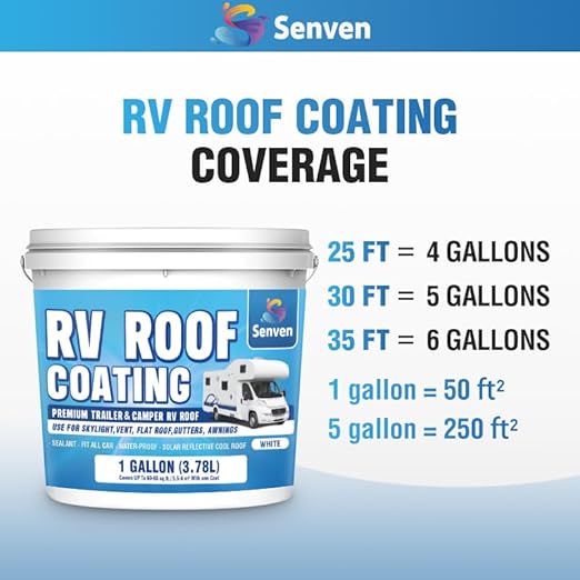 RV Roof Sealant RV Roof Coating RV Roof Sealant White 1 Gallon Waterproof Solar Reflective & Leak Repair for Trailers Campers Motorhomes