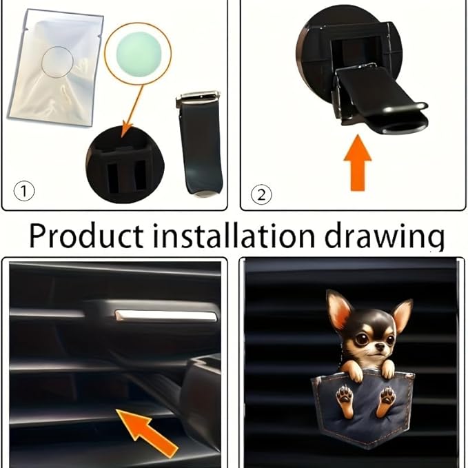2-Piece Cartoon Dog 2D Acrylic Car Air Vent Decoration & Solid Air Freshener – Fun & Cute Dog Design for Car AC Vents, Long-Lasting Fragrance, Perfect Car Accessory