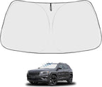 Proadsy 2026 Upgrade Front Windshield Sun Shade Foldable Sunshade Protector Custom for Jeep Cherokee 2014-2023 (Not for Jeep Grand Cherokee) Trailhawk Overland Limited Latitude Altitude Accessories