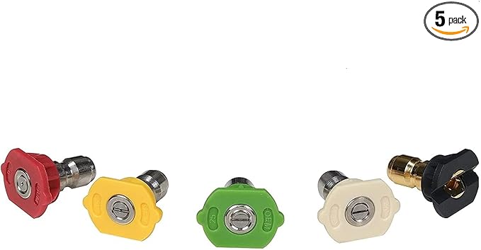 Simpson Cleaning 80145 3600 PSI Universal Pressure Washer Nozzles, 1/4-Inch Quick Connect, Hot- or Cold-Water Use, Set of 5
