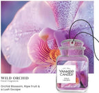 Yankee Candle Car Jar Ultimate, Wild Orchid Scent, Hanging Odor Neutralizing Air Freshener for Vehicles and Small Spaces, Long Lasting Fragrance up to 30 Days, 0.96 OZ (Pack of 4)
