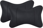 Car Pillow for Car Neck Pillow for Driving Seat Leather Neck Support Soft Cushion Support Head-Rests for Vehicle Sleeping with Elastic Adjustment Strap 2PCS(Neck, Black)