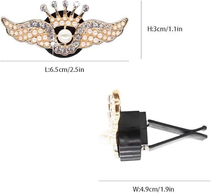 Bling Crown Wings Car Air Freshener Vent Clips,2pcs Gold Glitter Wings Car Accessories for Women Car Air Fresheners Car Charm