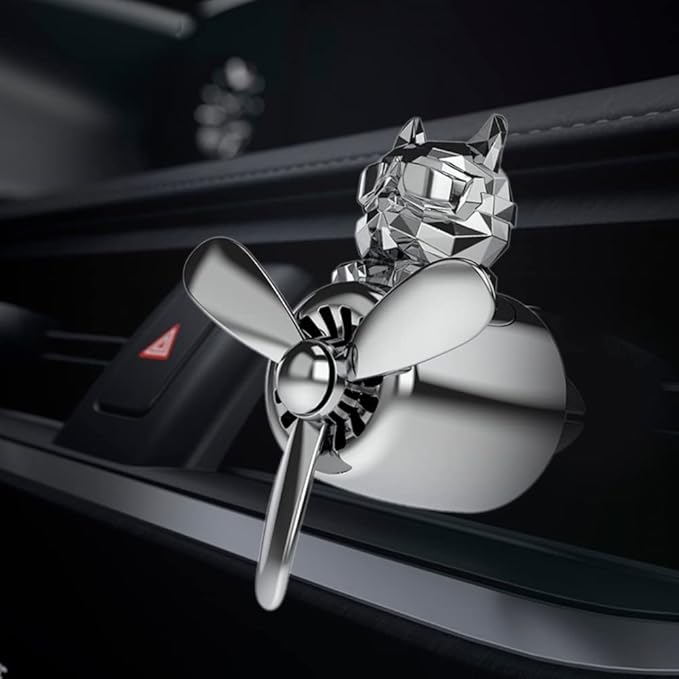 Katutude Car Air Fresheners Cute Bulldog Pilot Car Air Outlet Fan Rotating Propeller Car Aroma Diffuser Perfume Clips Automotive Decoration, Black