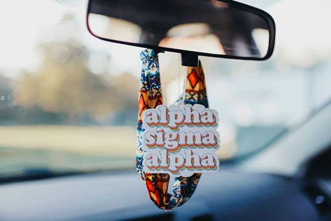 Sorority Shop Alpha Sigma Tau Retro Air Freshener - AST Bubblegum Scented Air Freshener – Sorority Retro Design Air Freshener for Car or Dorm– Sorority Gift, Charm Paraphernalia