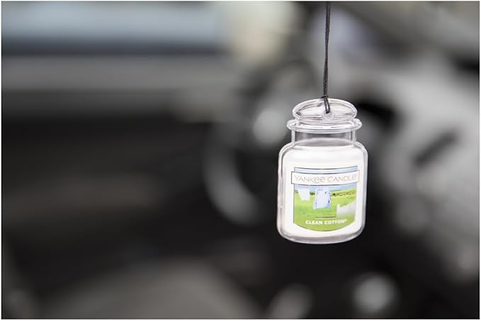 Yankee Candle Car Air Fresheners, Hanging Car Jar Ultimate, Neutralizes Odors Up to 30 Days, Clean Cotton, 0.96 OZ (Pack of 3)