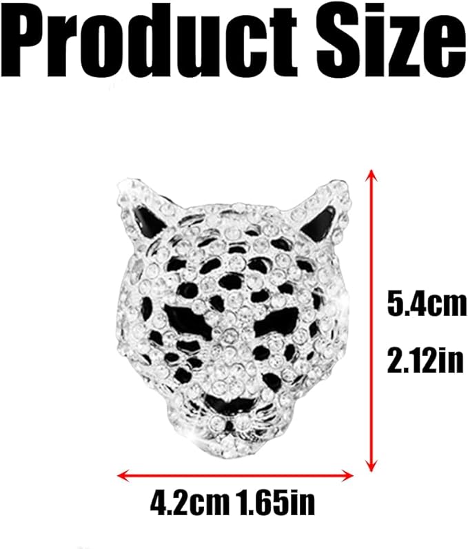 4 Pcs Bling Leopard Air Vent Clips, Crystal Car Air Fresheners Vent Clips Diffuser Rhinestone Leopard Decoration Car Interior Decor Bling Accessories for Women (White)