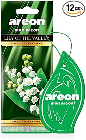 AREON MON MA33 Hanging Best Car Air Freshener Lily of The Valley Scent, Paper Hanging Ornaments, Long Lasting Scent for Car or Home 12 Pack