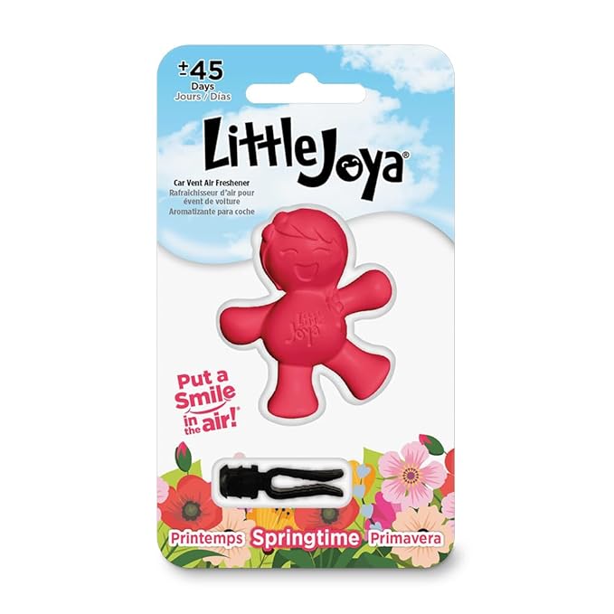 Little Joya 96034 Springtime Car Air Freshener Vent Clip Provides Long-Lasting Freshness in a Compact Design, Fights Odors for up to 45 Days, Cute Car Odor Eliminator, Non-Toxic, Pack of 1