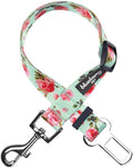 Blueberry Pet 8 Patterns Spring Scent Inspired Floral Rose Print Turquoise Adjustable Dog Seat Belt Tether for Dogs Cats, Durable Safety Car Vehicle Seatbelts Leads Use with Harness