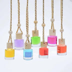 Air Diffuser Essential Oil Set | 12 Natural Scents Like Jasmine, Ocean, Sandalwood | Long Lasting Car Air Freshener for Women & Men | Hanging Glass Bottles, Air Freshener for Travel (8 ML Per Bottle)
