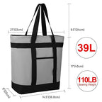 CIVJET Insulated Reusable Tote Bag for Grocery Shopping for Women/Men, Pizza/Food Delivery Bag to Keep Food Cold/Hot for Uber Eats/Doordash/Grubub, Cooler Bags for Travel/Beach/Picnic, Cooler Bag,Grey