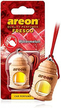 AREON Fresco Hanging Car Air Freshener - Natural & Woody Scent, 40-50 Days Long-Lasting Fragrance - Diffuser in Wood Pendant Housing - Automotive Accessories & Essentials - Watermelon