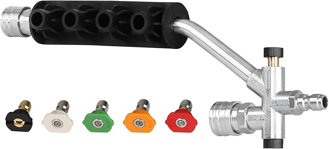 Dual Connector Pressure Washer Wand for Foam Cannon, Dual-Connector Lance Accessory with 5 Pressure Washer Spray Nozzles, 4000 PSI