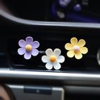 6 Pcs Daisy Flower Air Vent Clips Flower Car Air Freshener Clips Charms Air Conditioning Outlet Clip Car Inter Decor Accessories White