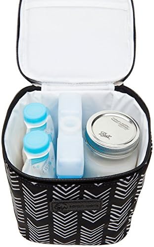 Cold Gold Breastmilk Cooler Bag with Safety Tested Ice Pack – Insulated Milk Storage for Work, Travel & Daycare – Fits Bottles & Parts – Durable, Washable, Cooler for Moms (Black and White)