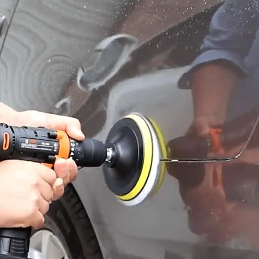 IPELY 7 Pcs 3 Inch Wool Polisher Buffing Wheel Small Buffing Pads for Drill Buffer Attachment with M10 Drill Adapter