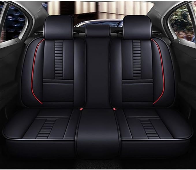 for Chevy Equinox Seat Covers 2005-2026, Full Coverage Customized Car Seat Covers, Premium Leather Waterproof Stain-Resistant Easy to Install (Luxury 5 Seats, Black&Red)