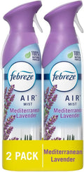 Febreze Air Mist Air Freshener Spray, Odor-Fighting Room Spray, Air Fresheners for Home and Bathroom and Kitchen, Aerosol Can, Mediterranean Lavender Scent, 8.8oz (Pack of 2)