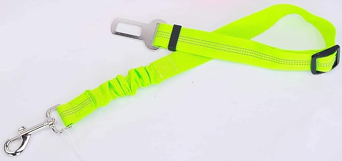 Dog Seat Belt, 29.35in Adjustable Nylon Harness, Rotating Stainless Steel Buckle, Fluorescent Green