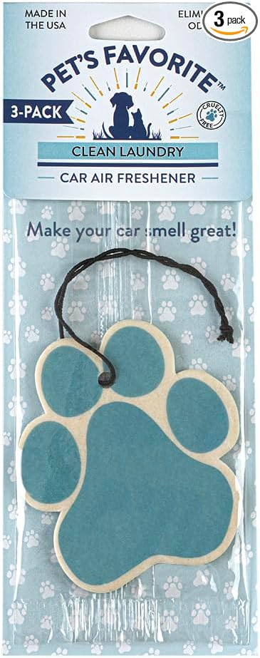 Pet's Favorite Car Air Freshener - Clean Laundry Pack of 3 - Non-toxic Car Air Freshener - Pet-Friendly Air Freshener For Small Spaces & Car - Hanging Odor Eliminating Air Freshener