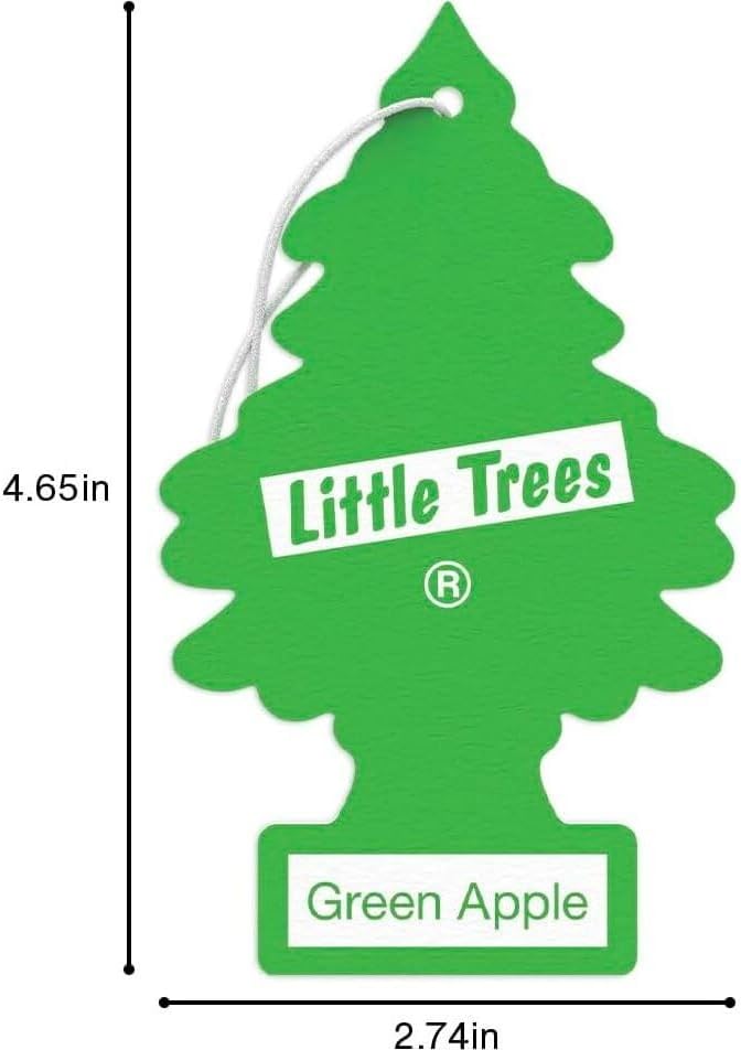 LITTLE TREES Car Air Freshener | Hanging Paper Tree for Home or Car | Green Apple | 6 Pack