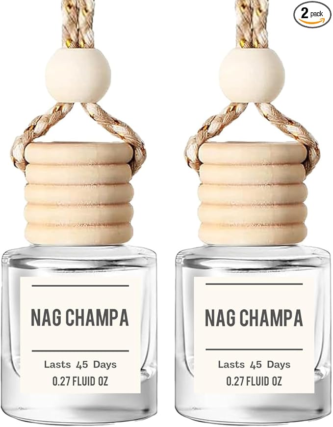 Nag Champa Car Air Freshener – Hanging Essential Oil Diffuser for Car, Closet, or Sacred Space – Long-Lasting Natural Aroma, 2-Pack Spiritual Deodorizer
