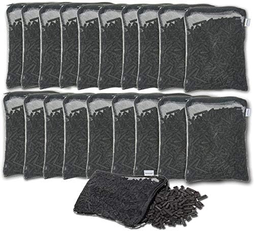 Aquacity™ Activated Charcoal Carbon in Free Mesh Media Bags for Aquarium Fish Pond Tank Canister Filter (20-Pack (20 lbs))