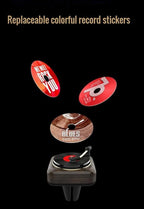 Car Air Freshener in Retro Record Player Design, CD Decorative Diffuser with Rotating Mechanism, Vintage-Inspired Aroma Diffuser for Car Vent (Silver)