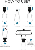 Evair Pack of 2 Hanging Car Air Freshener (Black Amber + Ocean Rush), Car Accessories Interior, Car Perfume Aroma with Essential Oils Fragrance in Glass Bottle with Wooden Diffuser Lid (3ml Each)