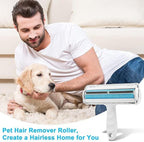 Pet Hair Remover Carpet Scraper - Reusable Lint Roller, Portable Cat Hair Broom Fur Remover | Capture Dust Dirt & Pet Hair Perfect for Carpet Furniture Rugs & Bedding Ideal for Cat & Dog (Blue)