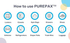 PUREPAX Odor Eliminator For Small Spaces - Premium Activated Carbon Charcoal Unscented 3 Count (Pack of 2) - Strong Odor Remover for Shoes, Fridge, Diaper Pail, Closet, Drawers, Car, Locker, Gym Bag