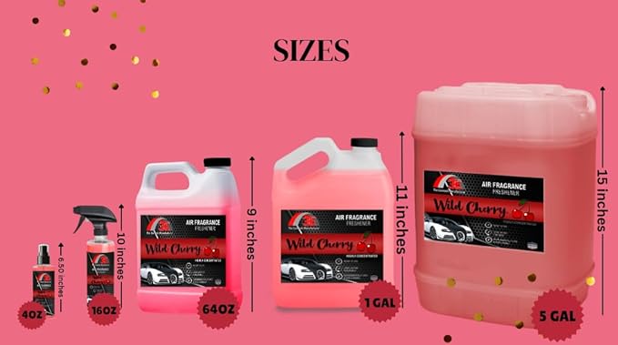 3E Super Wild Cherry Air Freshener, Deodorizer, and Odor Eliminator 1 Gallon Ready-to-Use | Best for Cars, Trucks, Home or Office 128 fl oz, Made in the USA