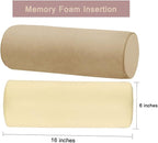 Memory Foam 16x6 Neck Pillow for Sleeping, Neck Pain Relief, Side Back Stomach Sleeper, Car or Office Chair Sofa,Support Pillow with Soft Velvet Pillowcase (Light Coffee)