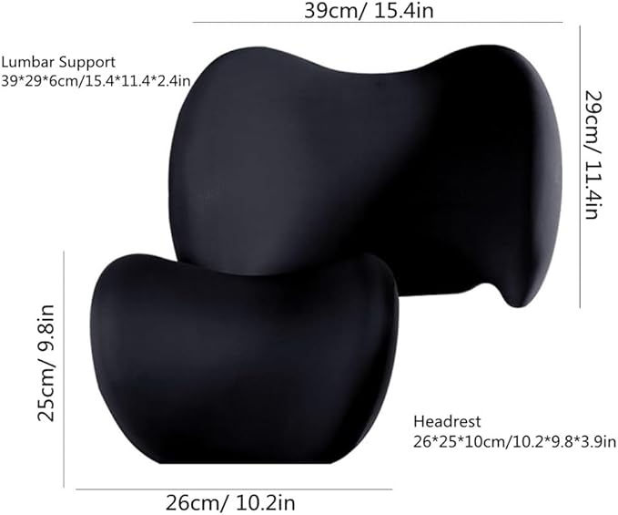 Car Lumbar Support Pillow and Car Neck Pillow Kit, Ergonomic Car Seat Headrest & Lumbar Cushion with Adjustable Strap for Neck Back Pain Relief, for Office Chair/Truck/Wheelchair (Gray)