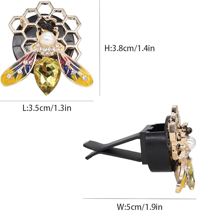 Bee Car Accessories,Bling Honey Bee Air Vent Clips Car Air Fresheners,2pcs Yellow Bee with Honeycomb Dashboard Decorations,Cute Decor for Women
