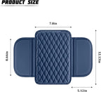 Car Armrest Cushion Pad, Leather Vehicle Center Console Cover with 2 Storage Bags, Non-Slip Automotive Interior Arm Rest Seat Box Cover Accessories, Universal for SUV RV Sedan (Dark Blue)